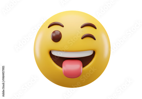 Winking Emoji 3D Render Fun Playful and Mischievous Expression isolated on transparent background