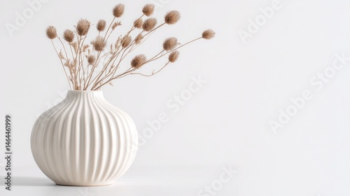 Modern farmhouse white ceramic vase isolated on white background. 