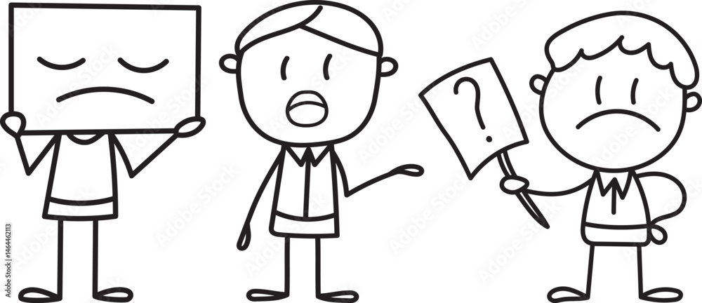 Fototapeta premium unhappy people stick figure vector