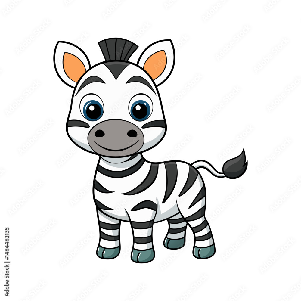 Fototapeta premium Adorable Baby Zebra Cartoon Illustration