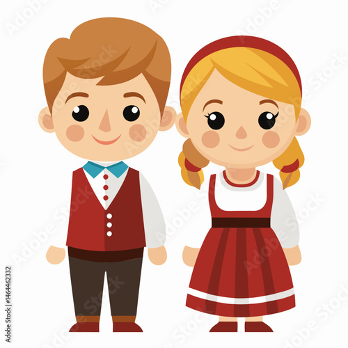 Adorable Norwegian Children in Traditional Folk Costumes
