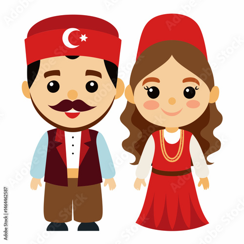 Vibrant Turkish Couple in Traditional Clothing
