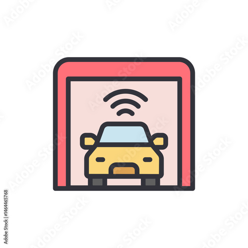 Illustrative graphic presenting a smart car featuring wireless connectivity