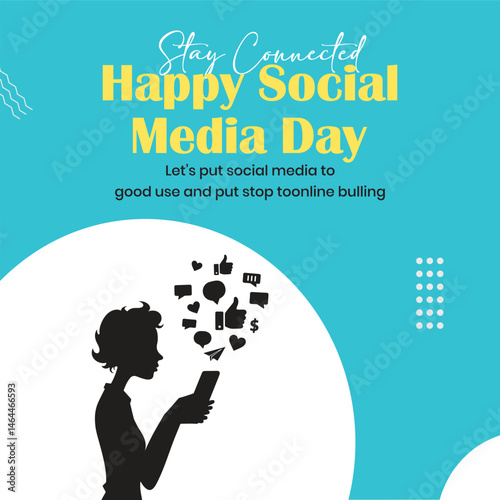 Happy Social Media Day Banner. Promoting Positive Online Use