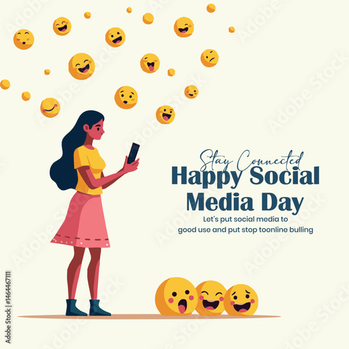 Happy Social Media Day Banner. Promoting Positive Online Use