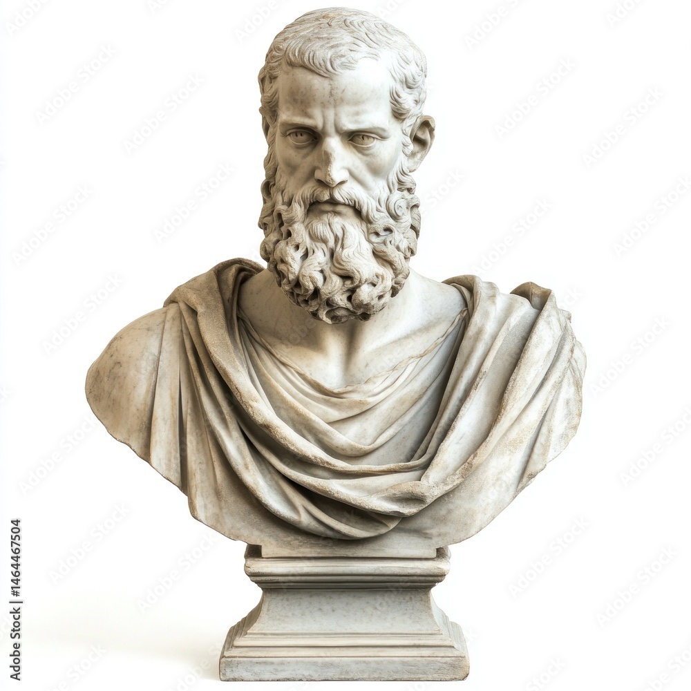 Fototapeta premium Neoclassical bust sculpture isolated on white background. 