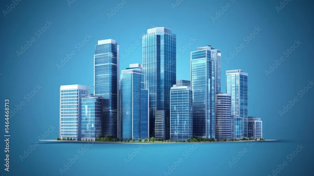 Fototapeta premium Modern Cityscape on Blue Background