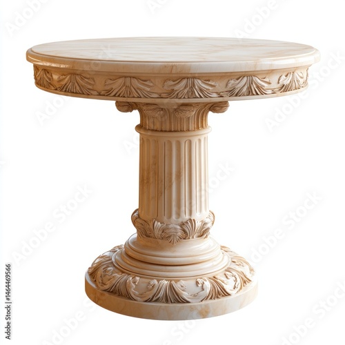 Neoclassical Ionic column table isolated on white background.  