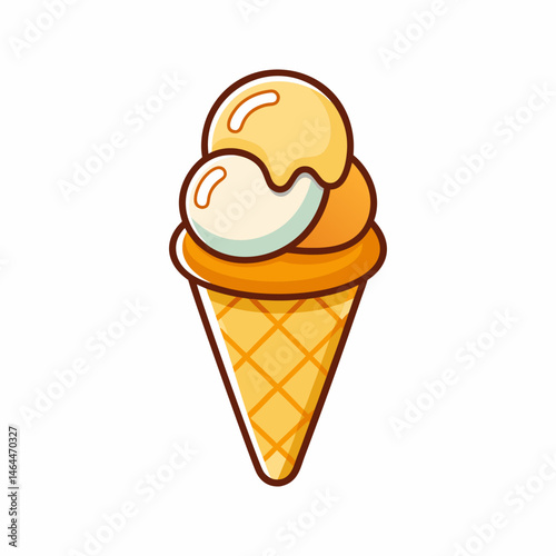 Creamy Ice Cream in a Waffle Cone.  A Sweet Summer Treat