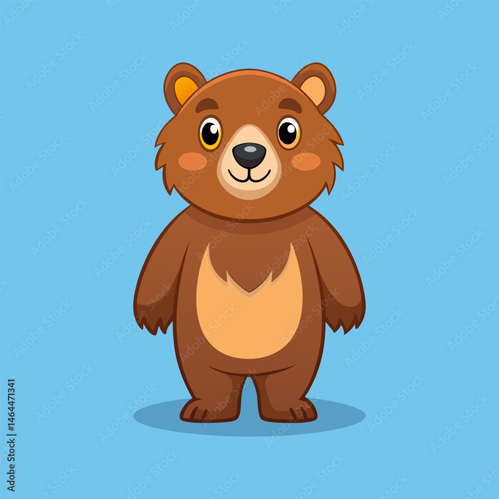 Fototapeta premium Adorable Brown Bear Cartoon Illustration