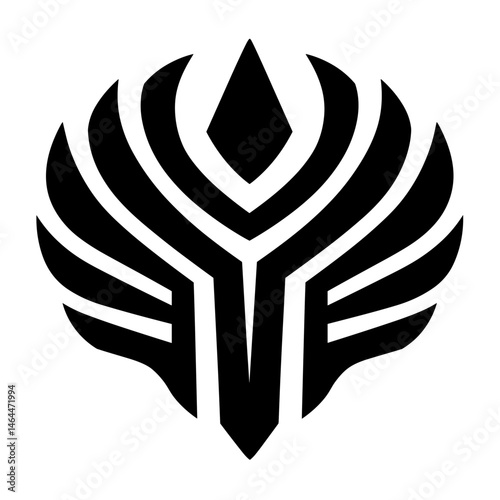 Stylized black and white eagle emblem featuring sharp, dynamic lines that suggest motion and strength.