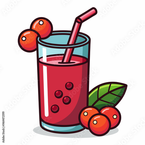 Cranberry Juice Smoothie . Refreshing Red Berry Drink