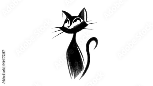 A charming black cat with expressive eyes and a playful stance, exuding curiosity and personality.