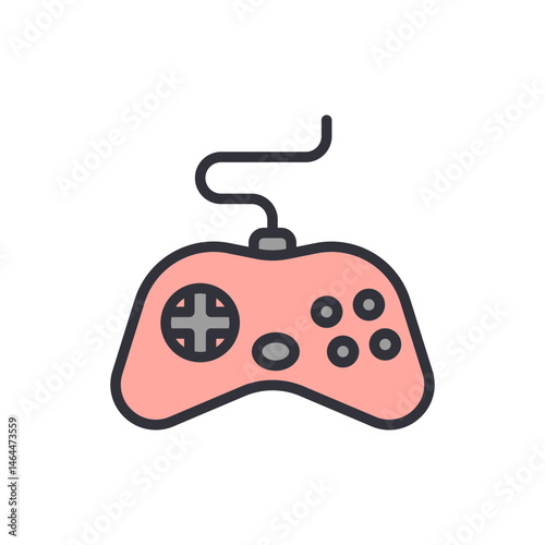Stylized peach gamepad icon with a joystick and directional buttons