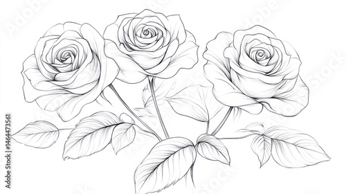 Wallpaper Mural Elegant line art roses Torontodigital.ca