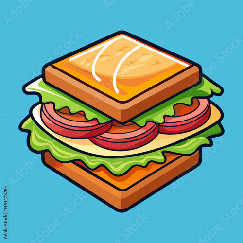 Isometric Delicious Sandwich Illustration