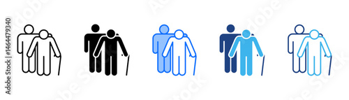 Elderly Care And Support  Icon Set With Multiple Style Collection 