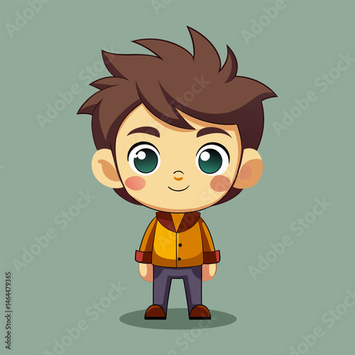 Adorable Cartoon Boy Illustration. Happy Child Character Design