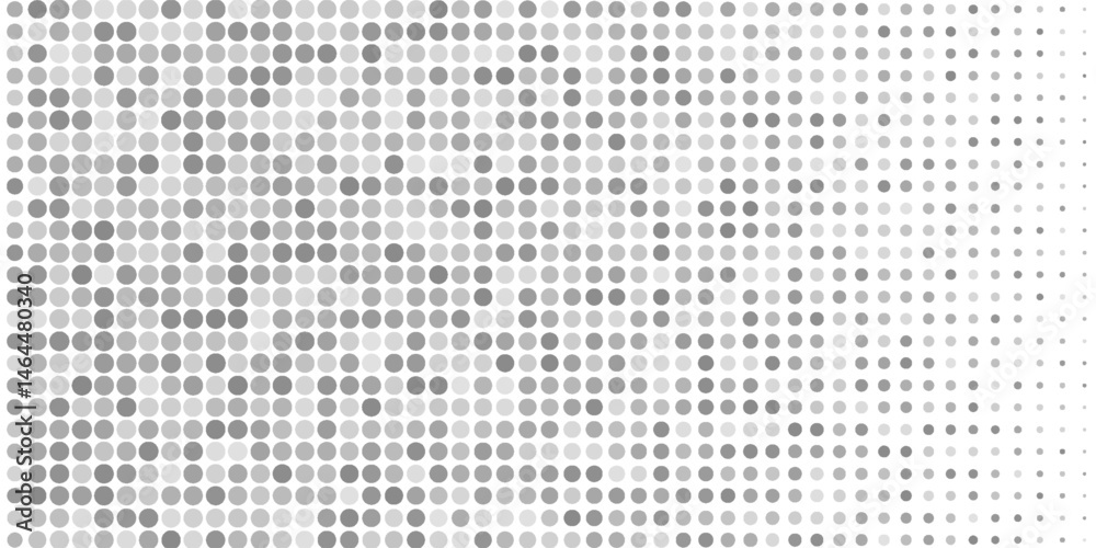 Monochrome Halftone Background. Abstract Texture with Different Sizes Black Dots on White Fond for Card, Print. Retro Digital Black and White Background. Vector Texture.