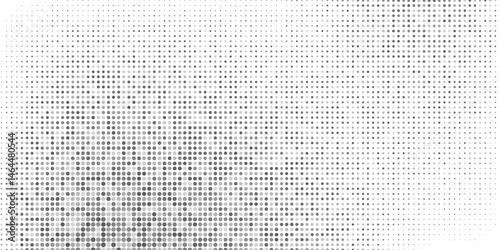 Monochrome Halftone Background. Abstract Texture with Different Sizes Black Dots on White Fond for Card, Print. Retro Digital Black and White Background. Vector Texture.