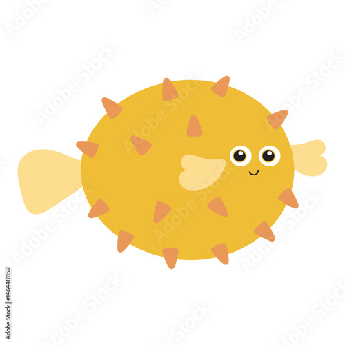 Puffer Fish is a cute yellow fish with big eyes, perfect for children's books, educational materials, and aquatic themed designs