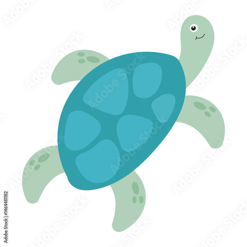 Sea turtle with vibrant blue shell. Majestic marine creature suitable for nature, wildlife, conservation, and ocean themed designs