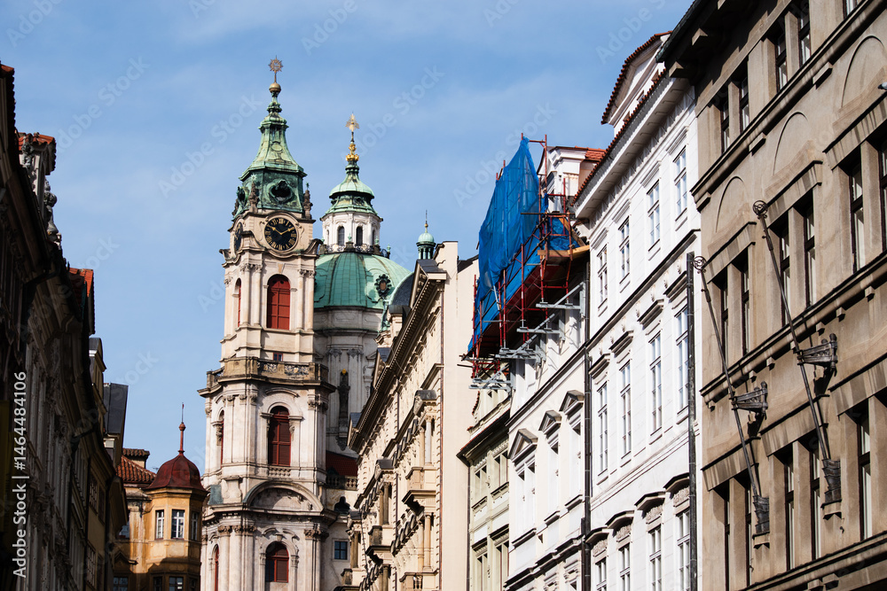 Naklejka premium A cityscape view of the city of Prague in the Czech Republic.