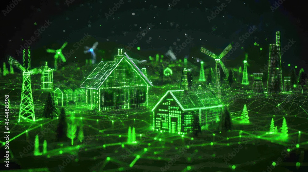Naklejka premium Green Energy Smart City: A Futuristic Vision of Sustainable Living