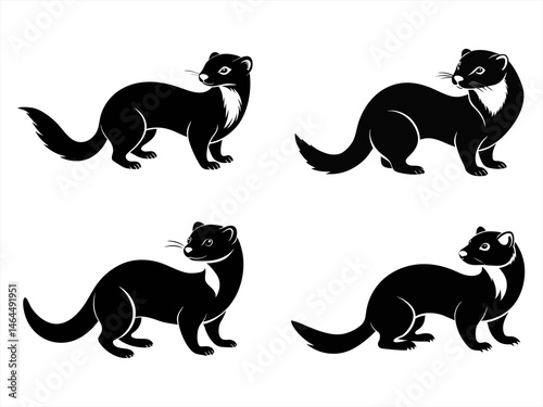 ferret sihouette black vector bundle