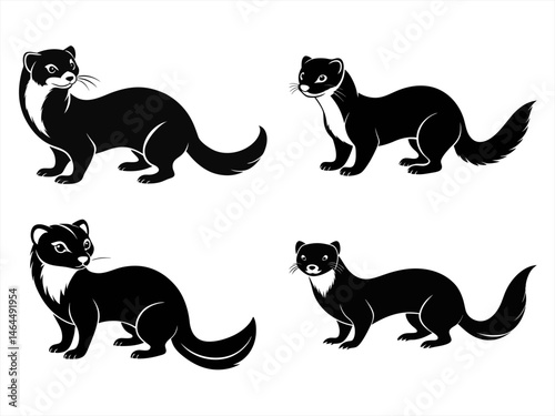 ferret sihouette black vector bundle