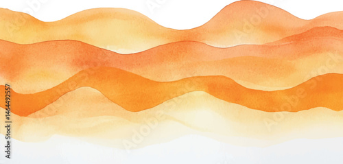 Orange paint artistic dry brush stroke. Waves. Watercolor acrylic hand painted backdrop for print, web design and banners. Realistic vector background texture