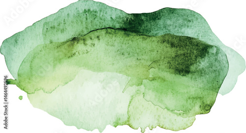 Green watercolor brushstroke on white background	