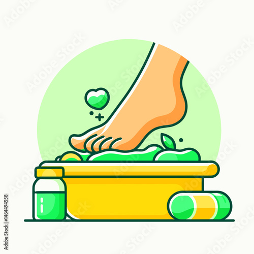 Detox Foot Bath with Soapy Water and Relaxing Foot Care Elements  