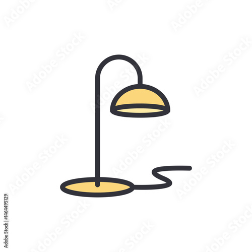 Minimalistic Floor Lamp Vector Illustration on Dark Backdrop Design