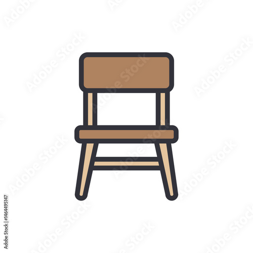 Simple wooden chair illustration on a solid black background design