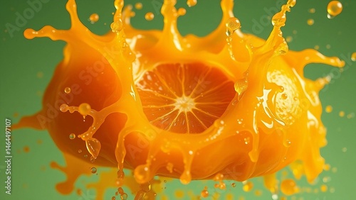 Obraz na płótnie Vibrant orange juice splash with a pouch in the center 4K w salonie