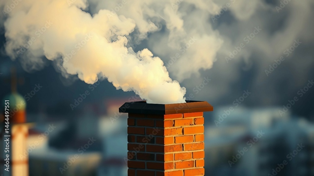 White smoke from chimney Symbolical representation of Annuntio vobis gaudium magnum Habemus Papam! W