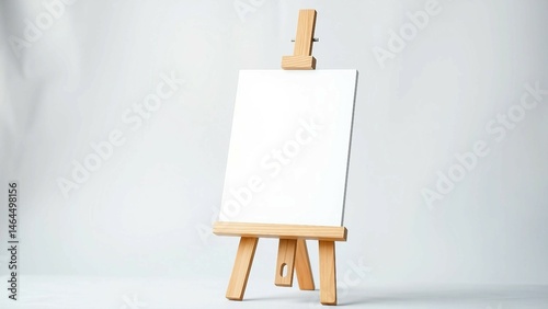 Wooden easel with a white canvas isolated on a transparent background 4K