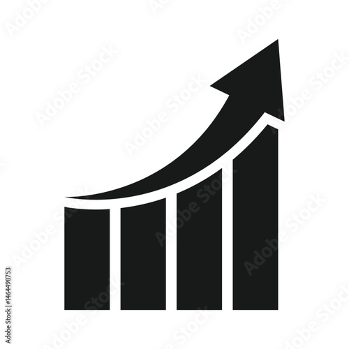 Increase chart icon set. growth up arrow graph vector symbol. Bar chart and arrow icons for web dashboards, spreadsheets, and management tools.