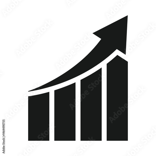 Increase chart icon set. growth up arrow graph vector symbol. Bar chart and arrow icons for web dashboards, spreadsheets, and management tools.