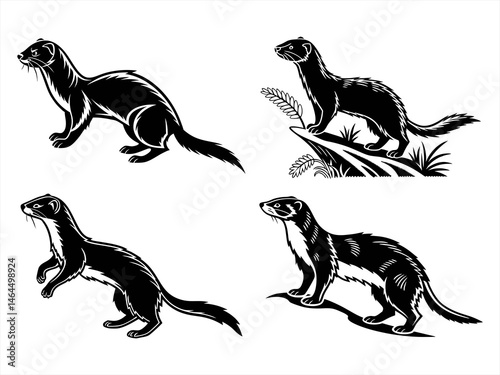 weasel sihouette black vector bundle