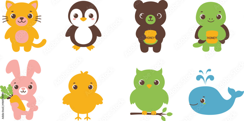 Obraz premium Hand-Drawn Cute Animal Characters for Children’s Projects