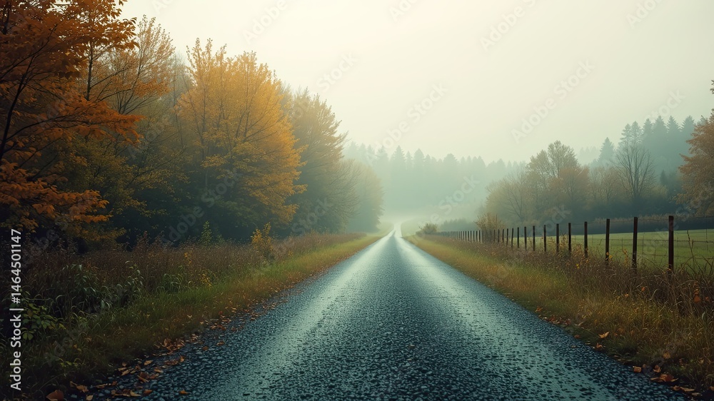 Fototapeta premium Autumn Mist on a Country Gravel Road