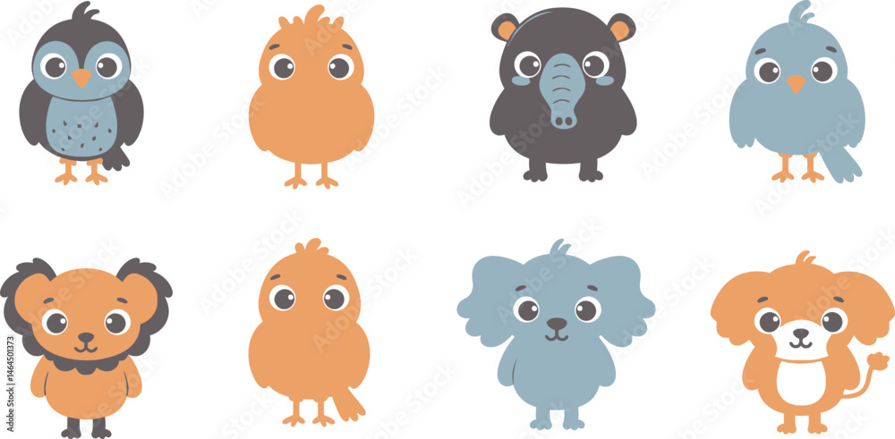 Obraz premium Sweet Baby Animals Clip Art Pack - Penguin, Cat, Bear, Chick