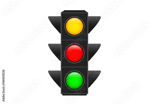 Traffic Light Signal Red Yellow Green Lights isolated on transparent background