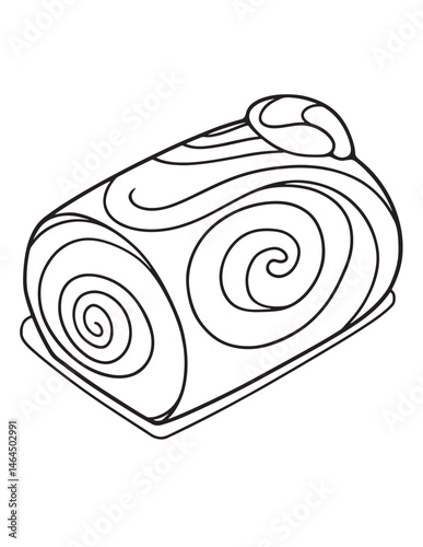 Swiss Roll Cake Line Art Coloring Page