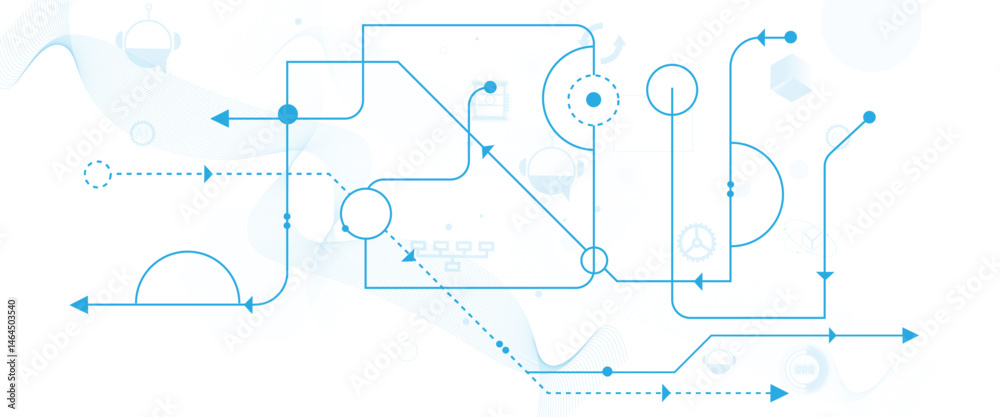 Obraz premium Abstract digital technology futuristic internet network speed connection white and blue background. Technology background with crossed lines and dots.