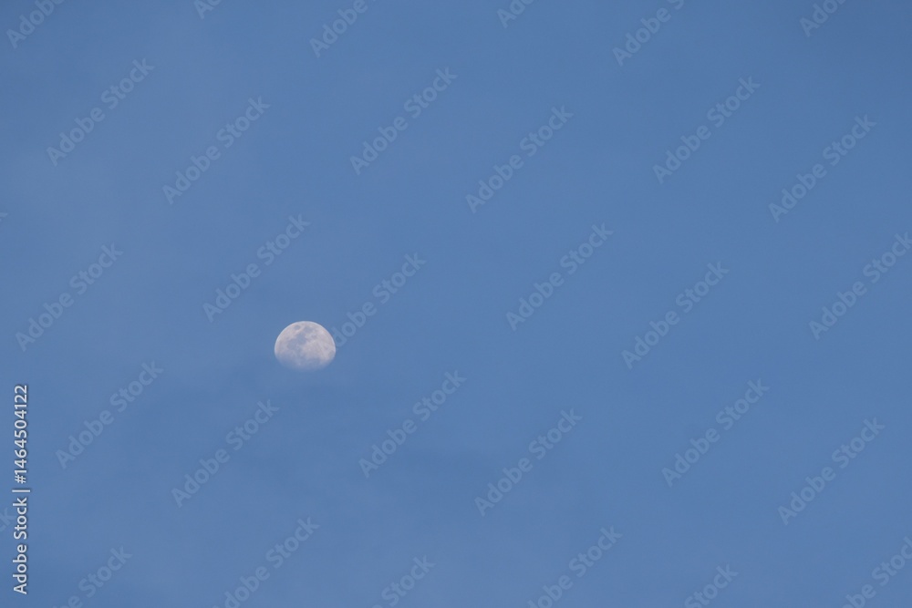 half moon floating on blue sky in twilight background