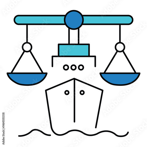 Maritime Legal vector Icon design Depicting Admiralty Court Proceedings