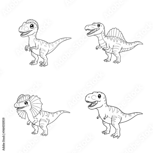 Dinosaur illustration coloring page for kids